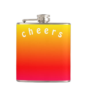Sunset Color Flask with Text Cheers