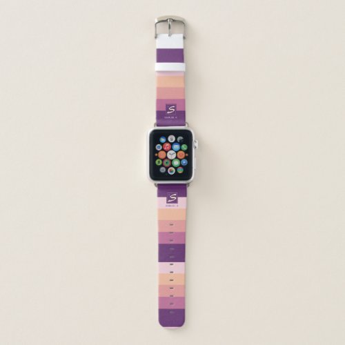Sunset Color Palette Stripe Monogram Apple Watch Band