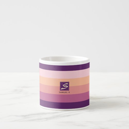 Sunset Color Palette Stripe Monogram Espresso Cup