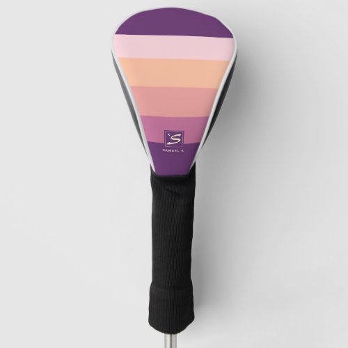 Sunset Color Palette Stripe Monogram Golf Head Cover