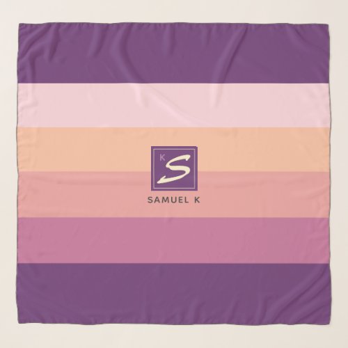 Sunset Color Palette Stripe Monogram Scarf