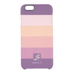 Sunset Color Palette Stripe Monogram Clear iPhone 6/6S Case