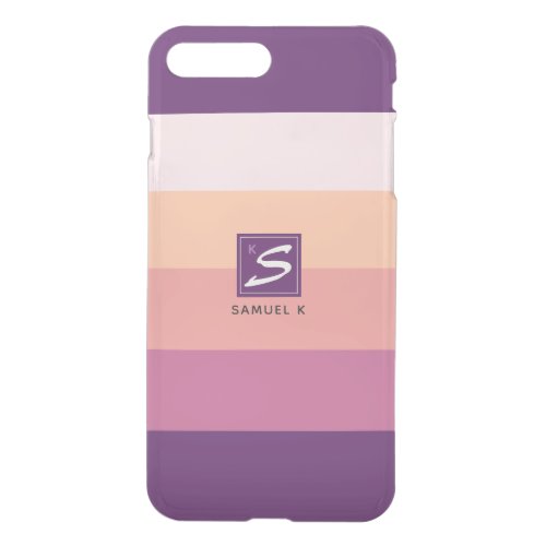 Sunset Color Palette Stripe Monogram iPhone 8 Plus7 Plus Case