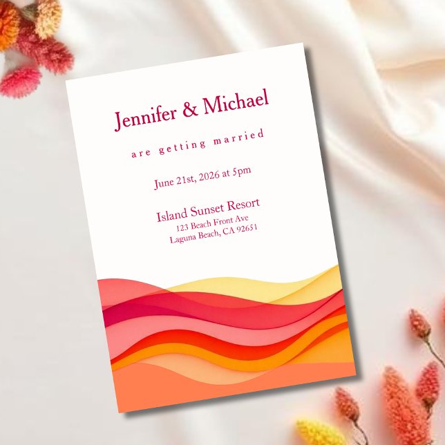 Sunset Color Waves Modern Wedding  Invitation (Sunset Color Waves Modern Wedding  Invitation)