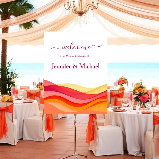 Sunset Color Waves Modern Wedding Sign (Sunset Color Waves Modern Wedding Sign )