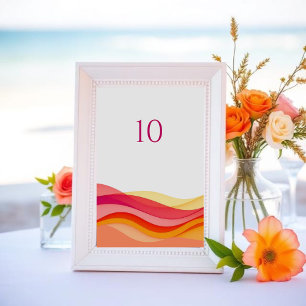 Sunset Color Waves Modern Wedding Table Number