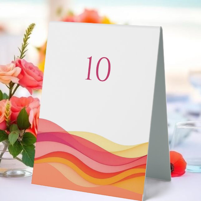 Sunset Color Waves Modern Wedding Table Number Table Tent (Sunset Color Waves Modern Wedding Table Number Table Tent)