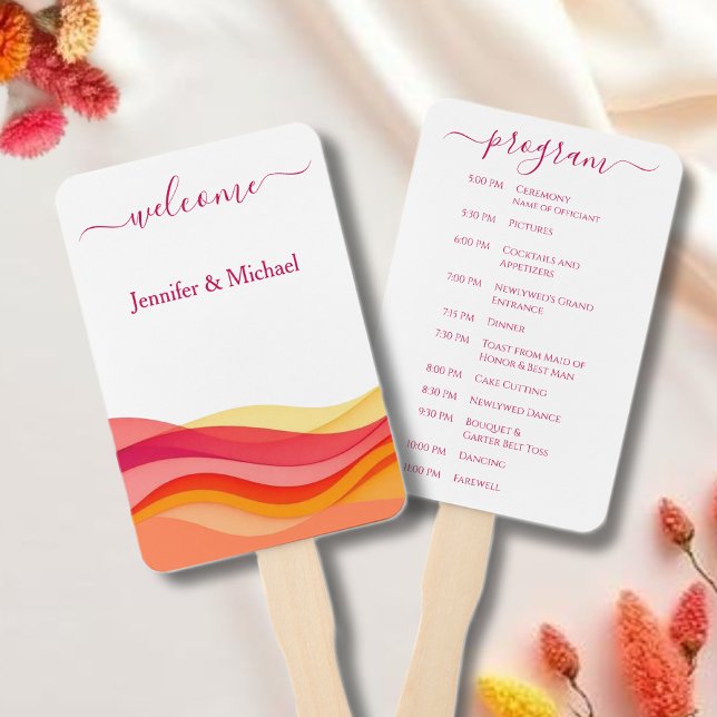 Sunset Color Waves Wedding Fan Program (Sunset Color Waves Wedding Fan Program )