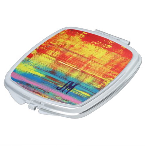 Sunset Colorful Abstract Art  Monogram  Compact Mirror