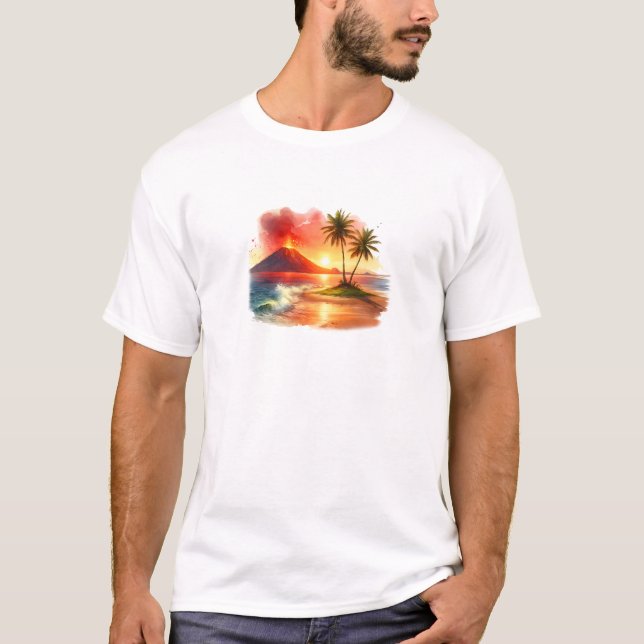 Sunset Colorful Crewneck Short Sleeve T-Shirt (Front)
