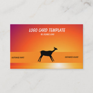Sunset Colors Ancient Deer Logo Business Card