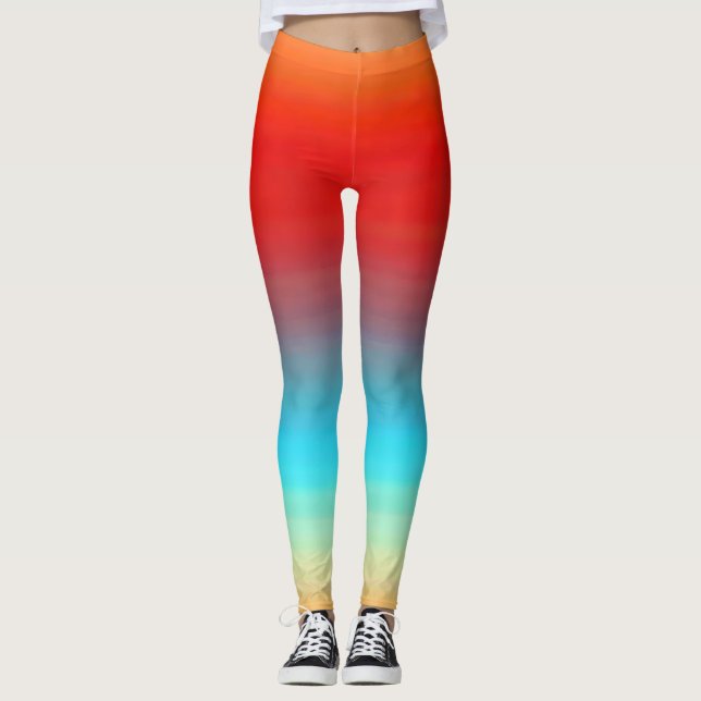 Sunset Colors Ombre Pattern Leggings (Front)
