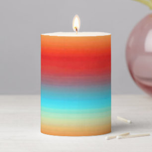 Sunset Colors Ombre Pattern Pillar Candle