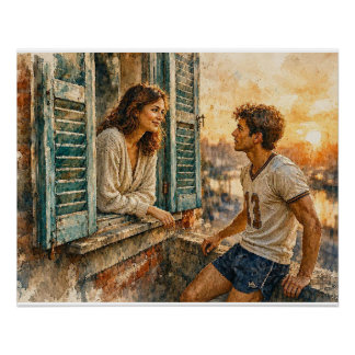 Sunset Conversation at a Window,  Poster