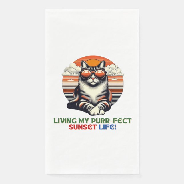 Sunset Cool Cat Paper Guest Towels (Front)