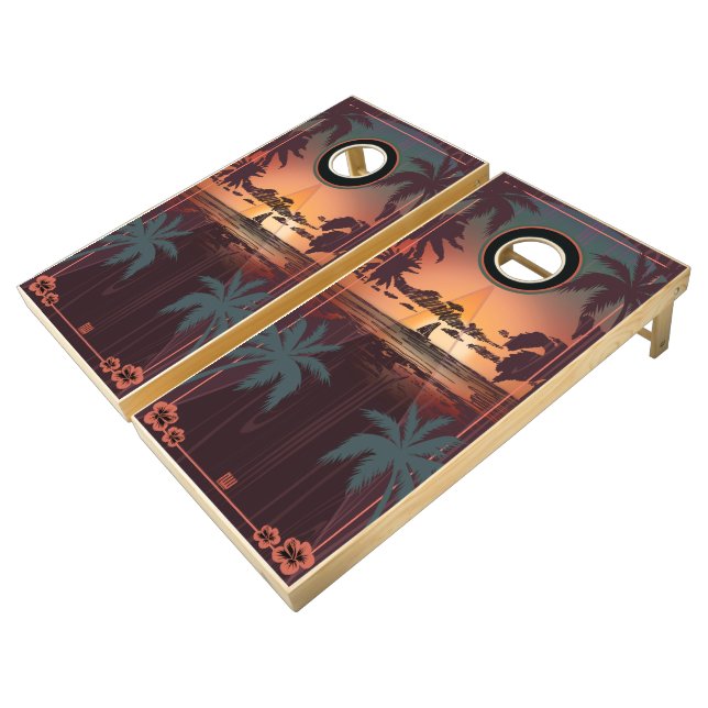 Sunset Cornhole Set (Angled)