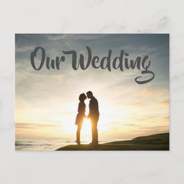 Sunset Couple Custom Text Wedding Invitations (Front)