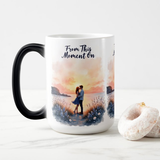Sunset Couple Mug - From This Moment On Gift (With Donut)