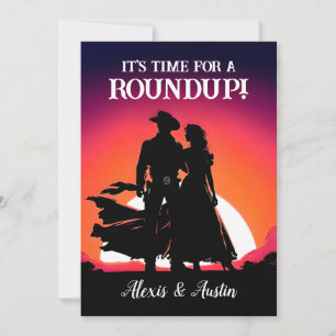 Sunset Cowboy and Cowgirl Round Up Anniversary Invitation