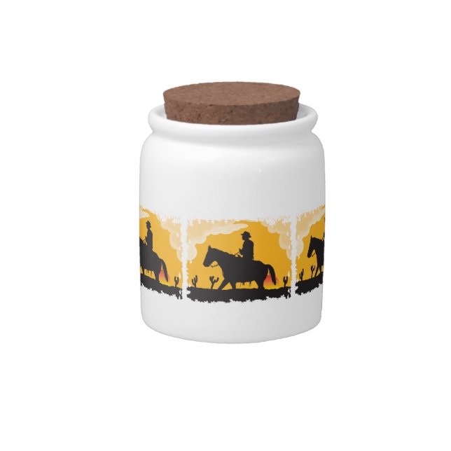 Sunset Cowboy Candy Jar (Front)