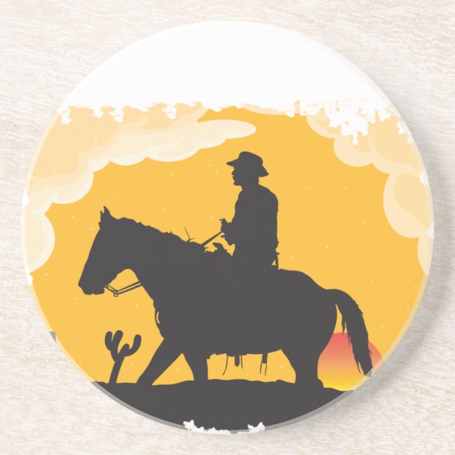 Sunset Cowboy Drink Coaster (Front)