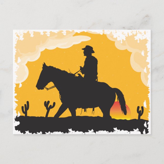 Sunset Cowboy Postcard (Front)