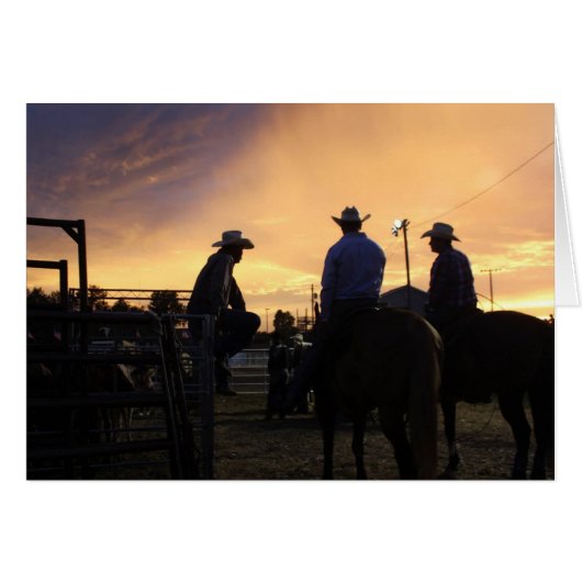 Sunset Cowboys On Horses Western Card (Front Horizontal)