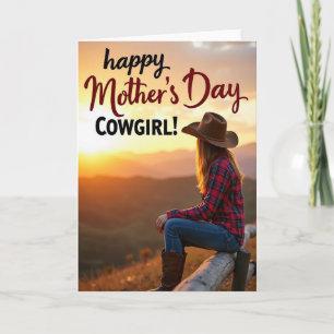 Sunset Cowgirl Mothers Day Card