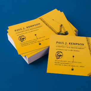 Sunset Crane   Construction Themed Minimal Business Card
