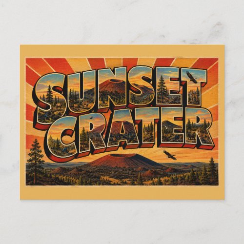 Sunset Crater Arizona Cinder Cone Volcano Art Postcard