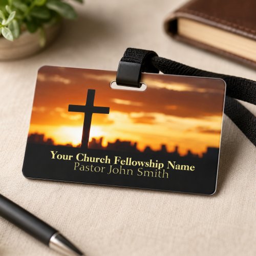 Sunset Cross2 Church Pastor  Badge