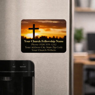 Sunset Cross2 Church Pastor Business Cards Magnet