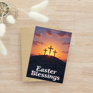 Sunset Cross Easter Blessings Card