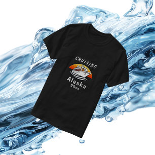 Sunset Cruising Alaska Black Personalize T-Shirt