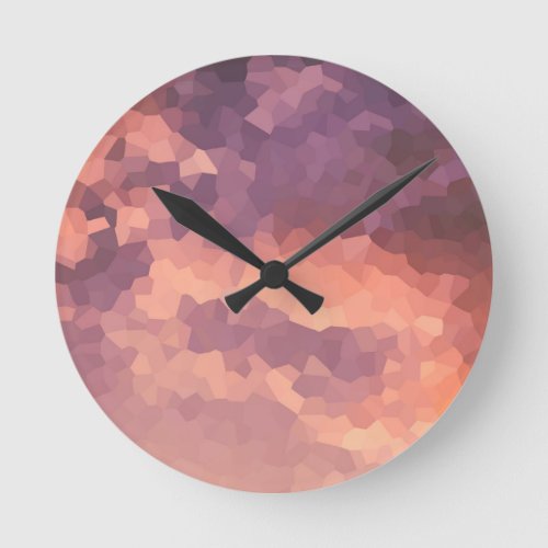 Sunset Crystals Pattern Abstract Art Round Clock