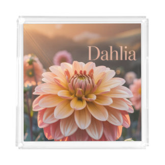 Sunset Dahlia Garden Acrylic Tray