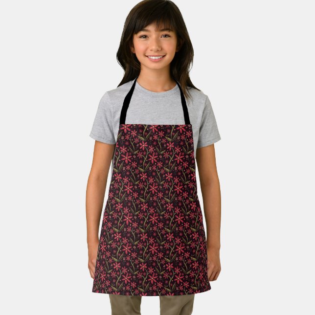 Sunset | Dancing Watercolor Daisies Kids Apron (Insitu)