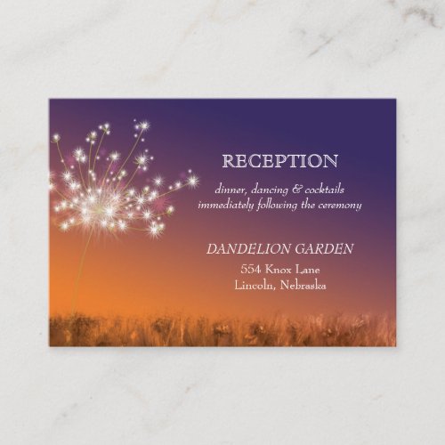 Dandelion Wedding Reception Enclosure (3.5x2.5) Business Card Template