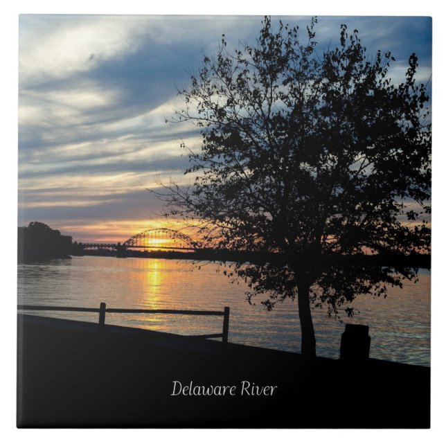 Sunset, Delaware River, Ceramic Tile (Front)