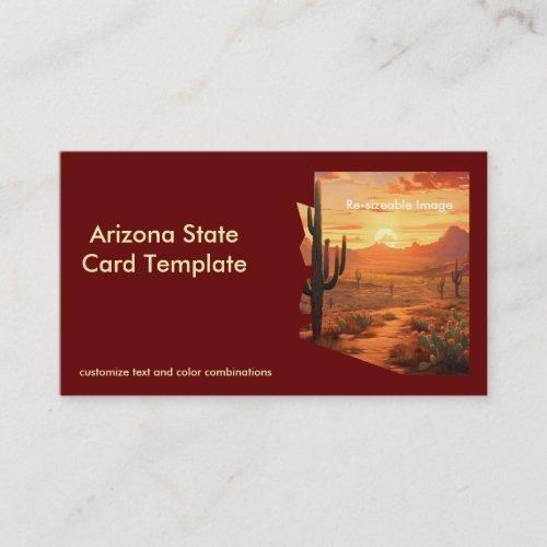 Sunset Desert Arizona Map State Business Card