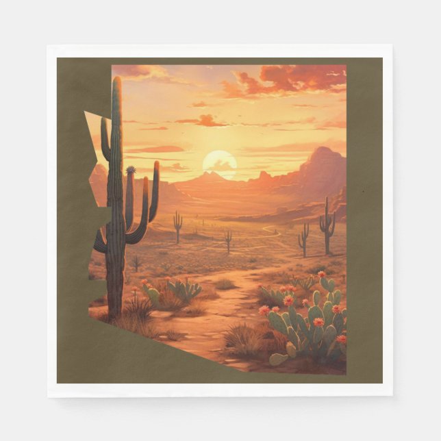 Sunset Desert Arizona State Napkins (Front)