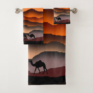 Sunset Desert Camel Bath Towels