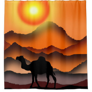 Sunset Desert Camel Shower Curtain