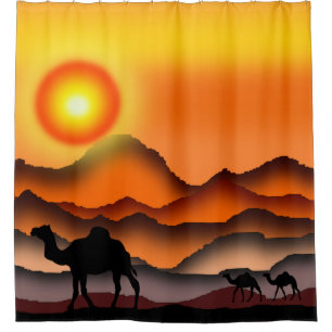 Sunset Desert Camel Shower Curtain