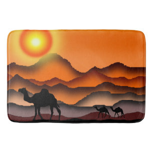 Sunset Desert Camels Bath Mat