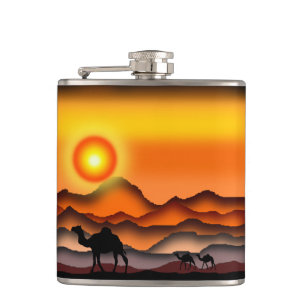 Sunset Desert Camels Flask