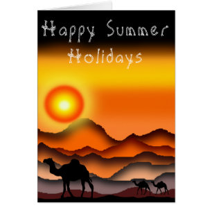 Sunset Desert Camels Summer Card