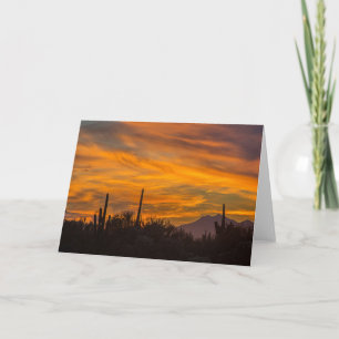 Sunset Desert Greeting Card Saguaros in the Sky