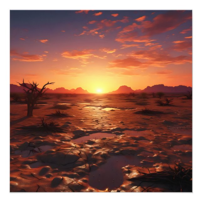 Sunset Desert Landscape Photo Print (Front)