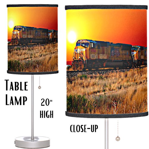 Sunset Diesel Locomotive Freight Train  Table Lamp